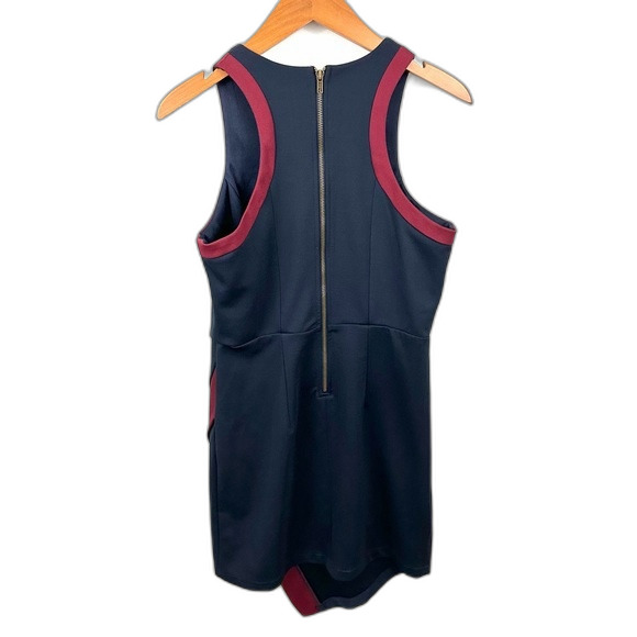 Tobi Nay Red Ponte Knit Faux Wrap Bodycon Sleeveless Sheath Dress Size Medium - Picture 2 of 13